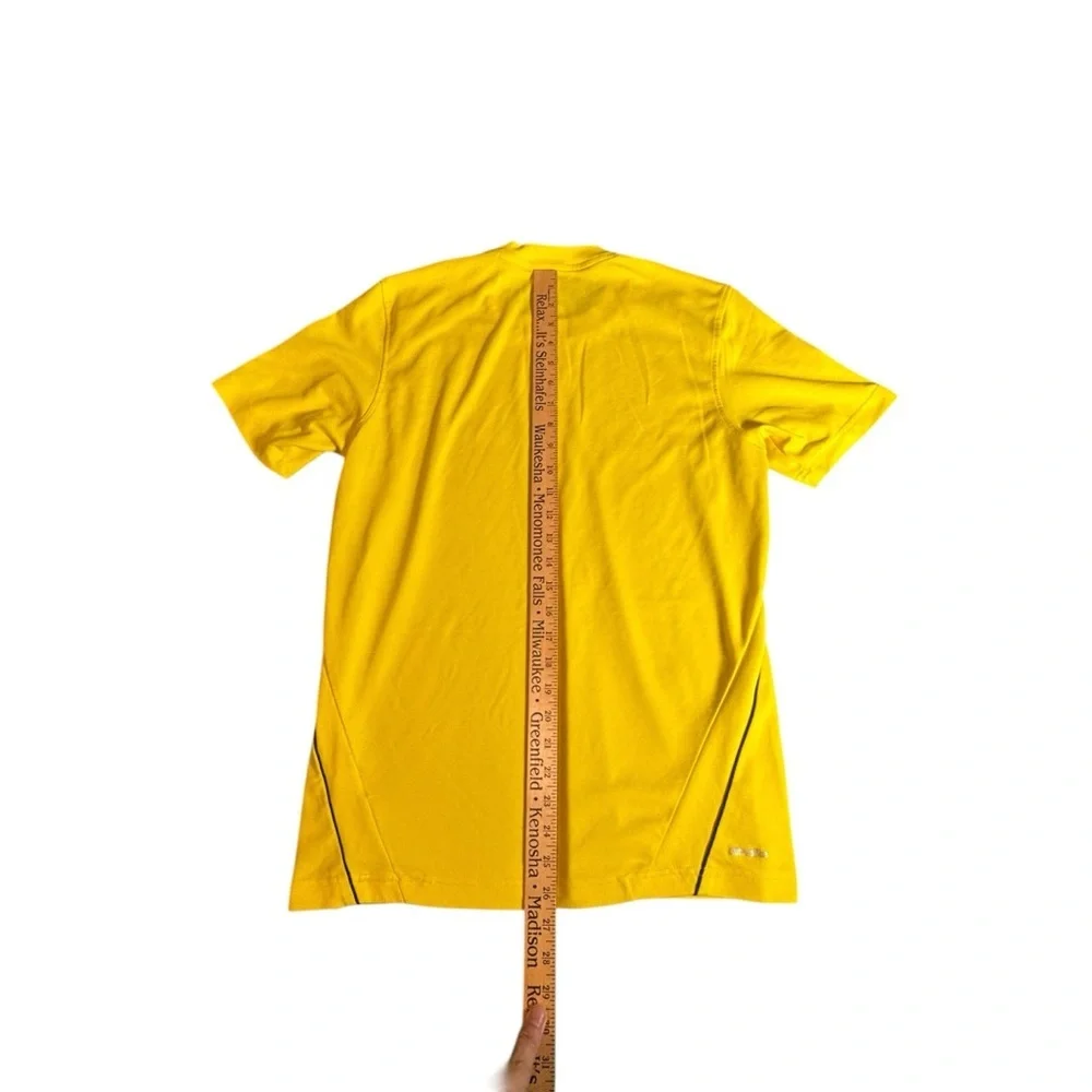 Adidas Climalite Shirt Mens Medium Yellow Athletic Tee Soccer Training